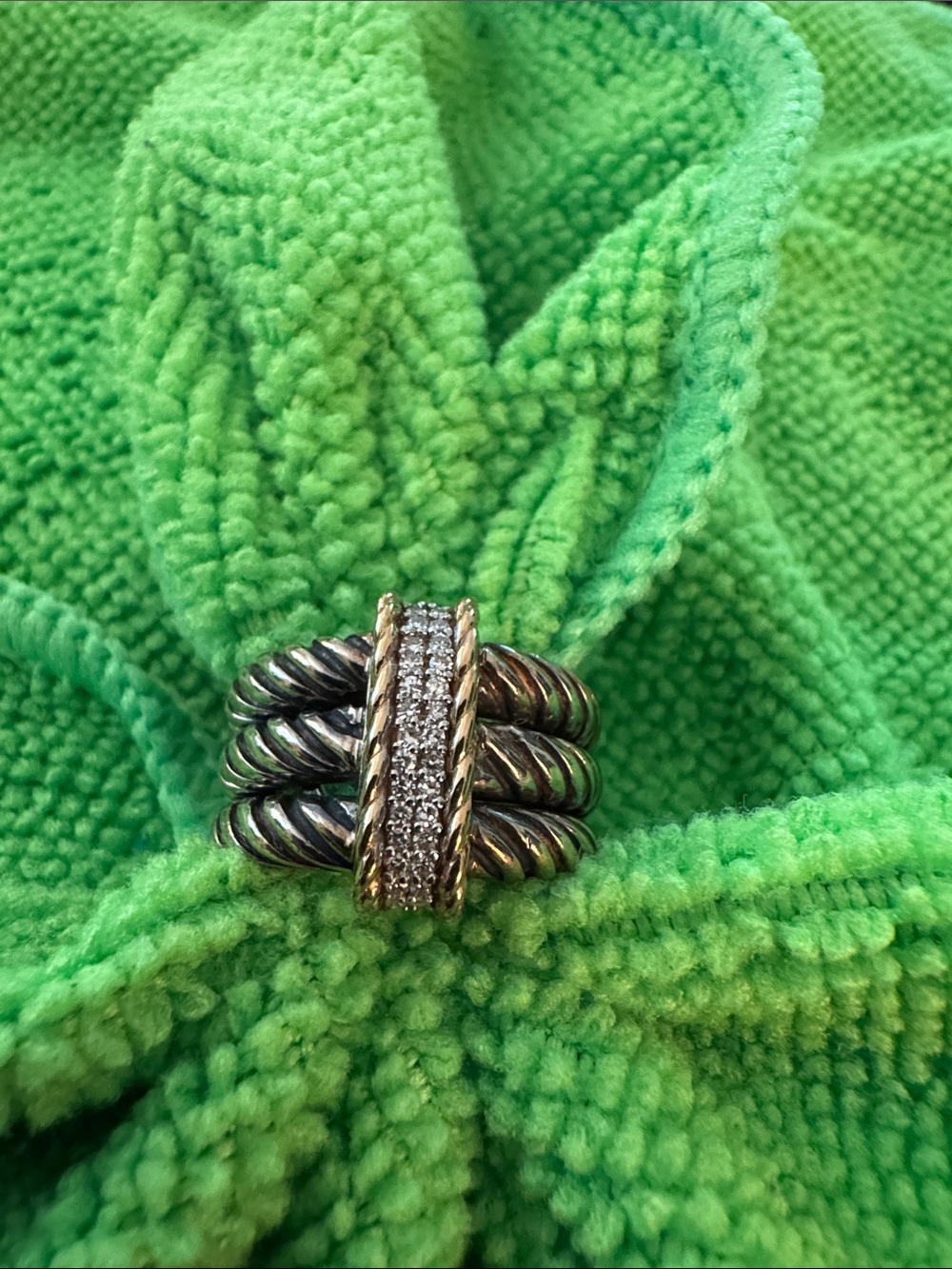 Textured Twisted Rope Stack Ring